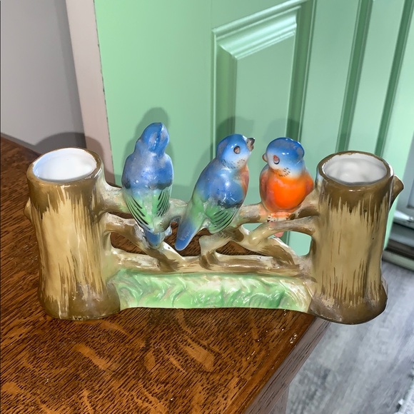 Vintage Hand-Painted Porcelain Double Bud Vase - Picture 5 of 8